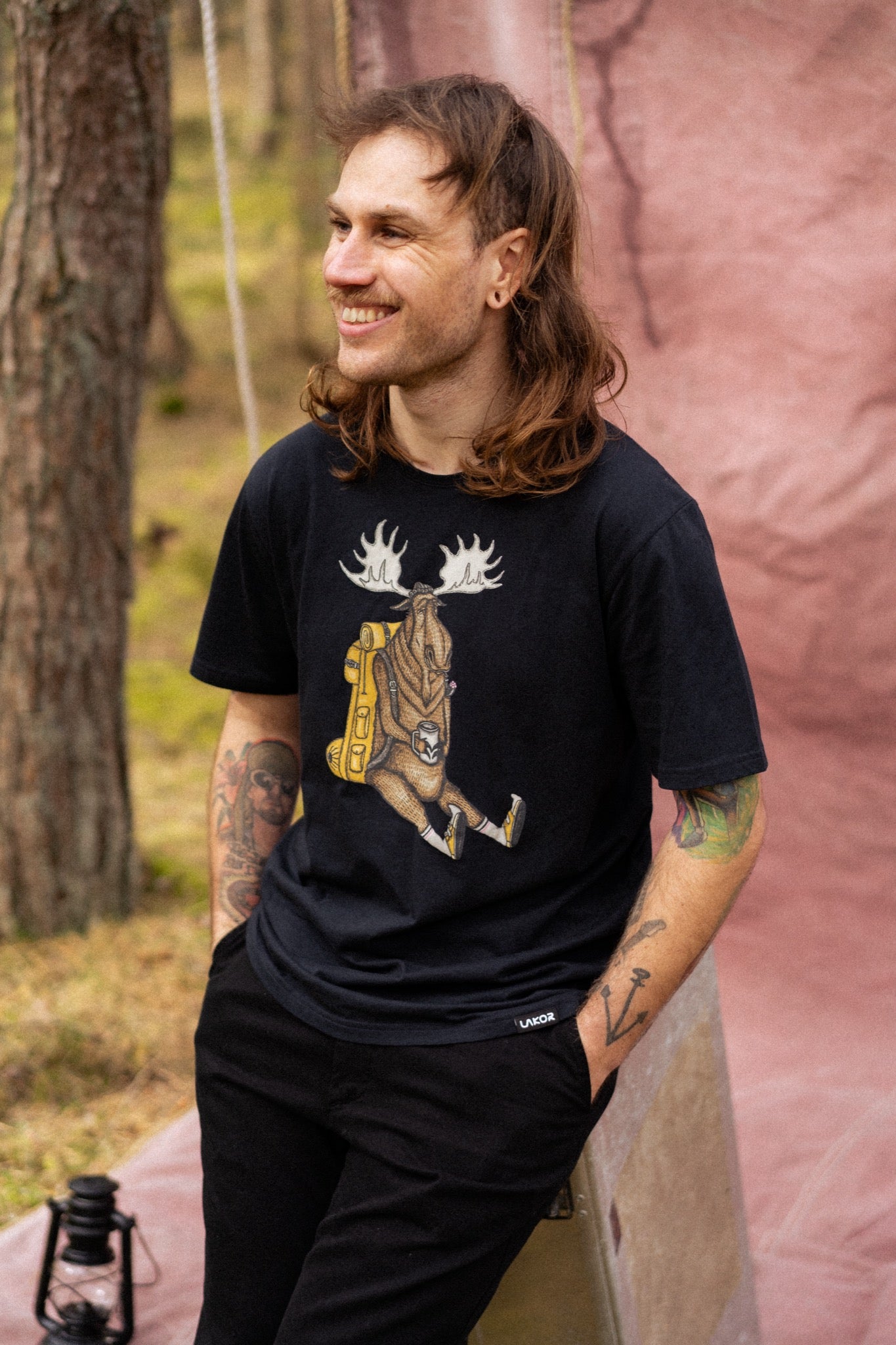 Snooze Moose T-shirt (Moonless Night)